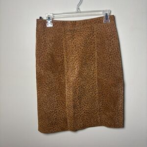 Vintage 80s Verducci Leopard Print Leather Pencil Skirt size 12